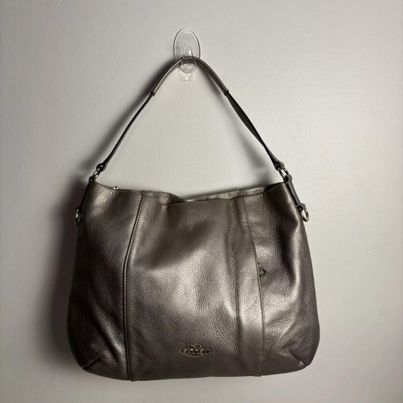 Coach Pewter Leather Scout Hobo Handbag Tote - Picture 5 of 12